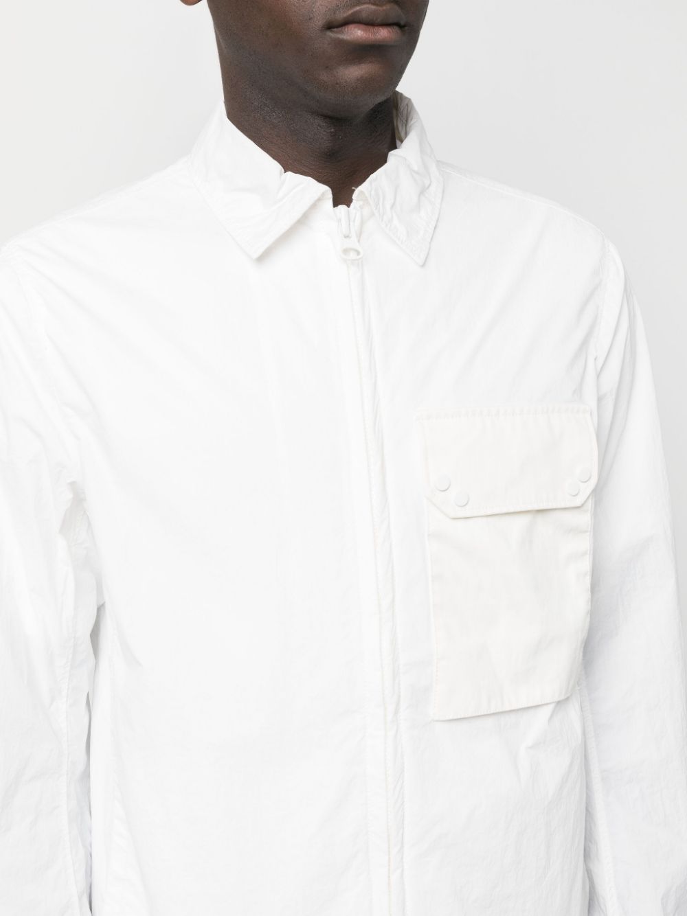Ten C Pocket Zip-up Shirt Jacket In White