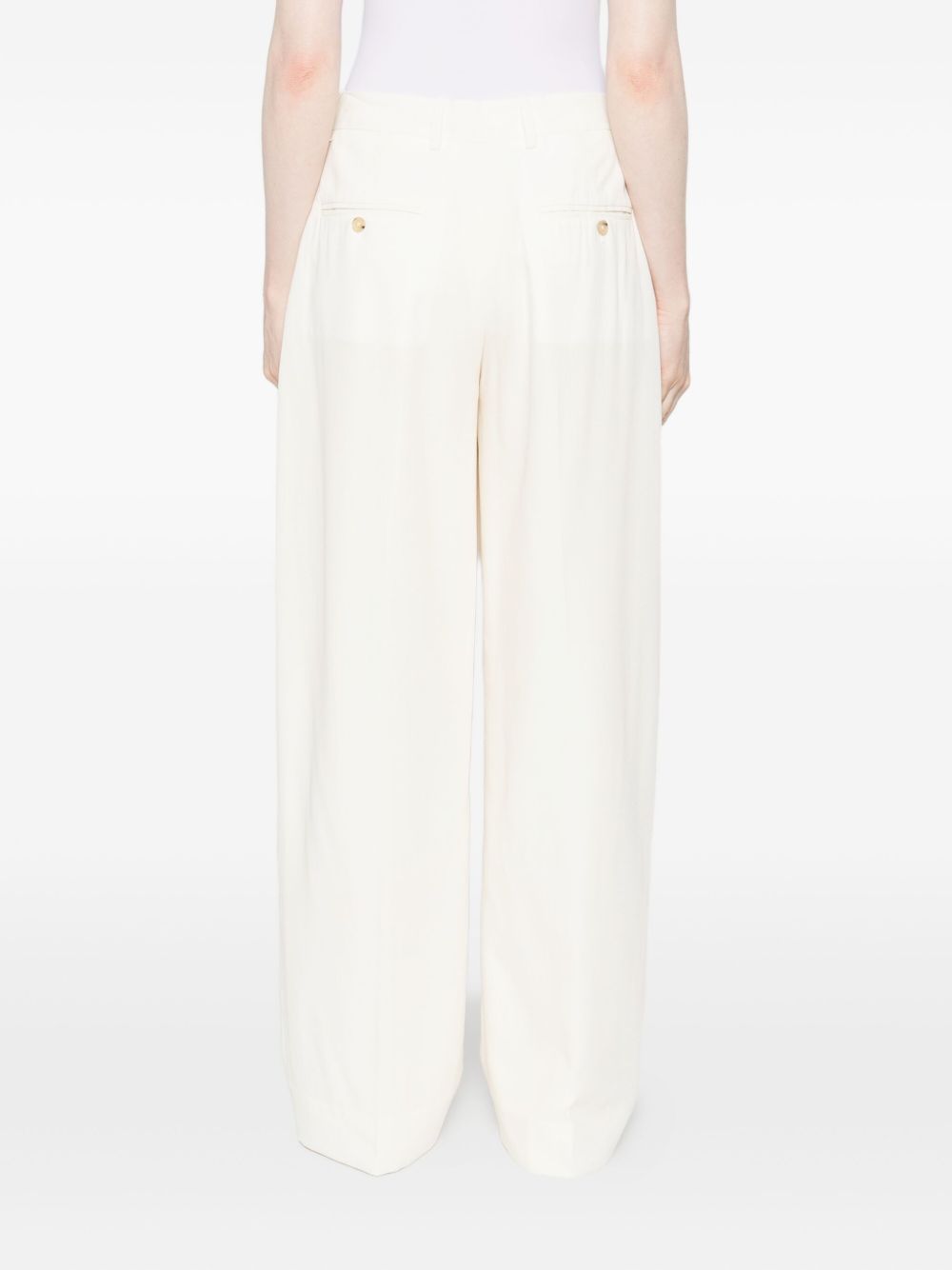 Totême Fluid Trousers With Pleats And Wide Leg In Neutral