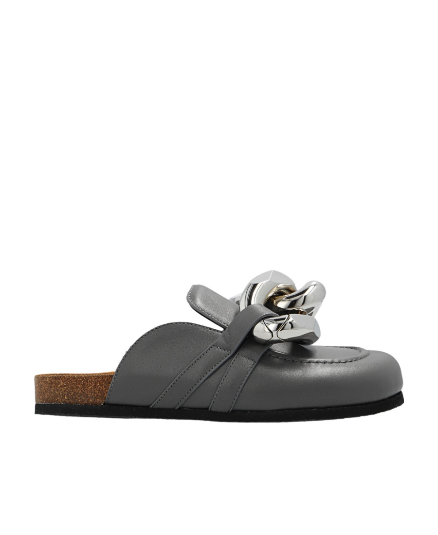 Jw Anderson Chain Loafer Leather Mules In Black