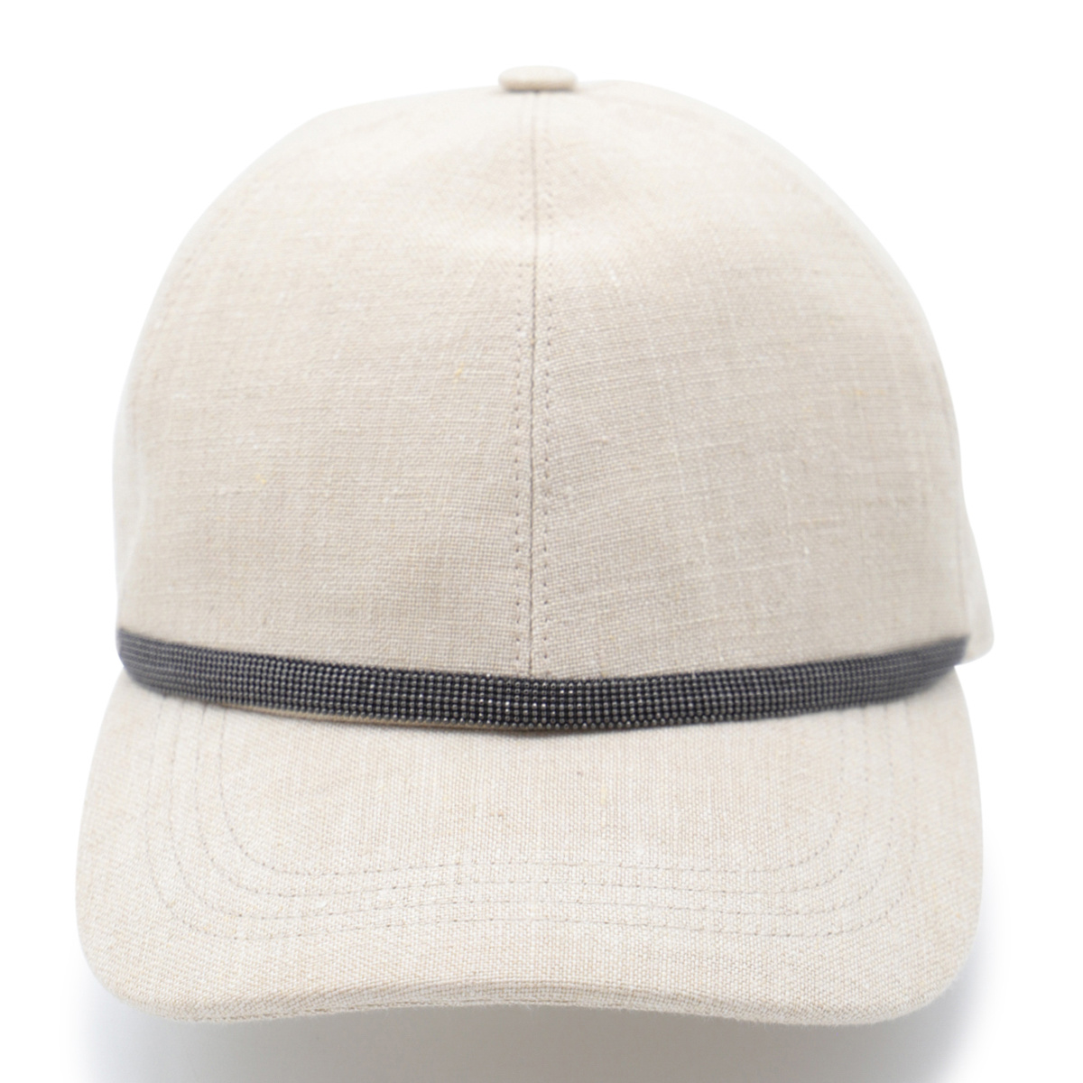Brunello Cucinelli Panelled Linen Baseball Cap With Curved Brim In Neutral
