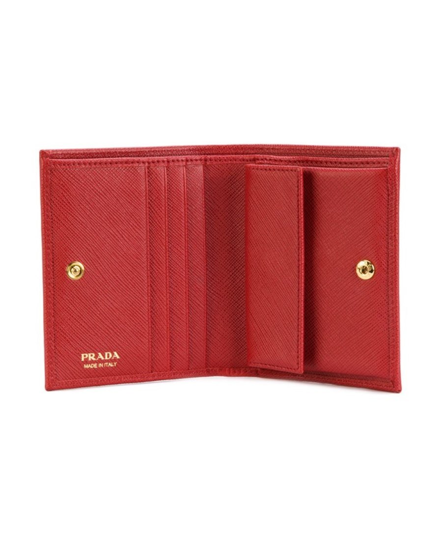 Prada Small Saffiano Leather Wallet In Red