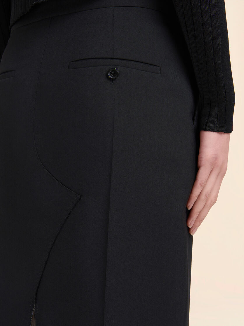 Marni Black Wool Midi Skirt With Visible Lining In Black