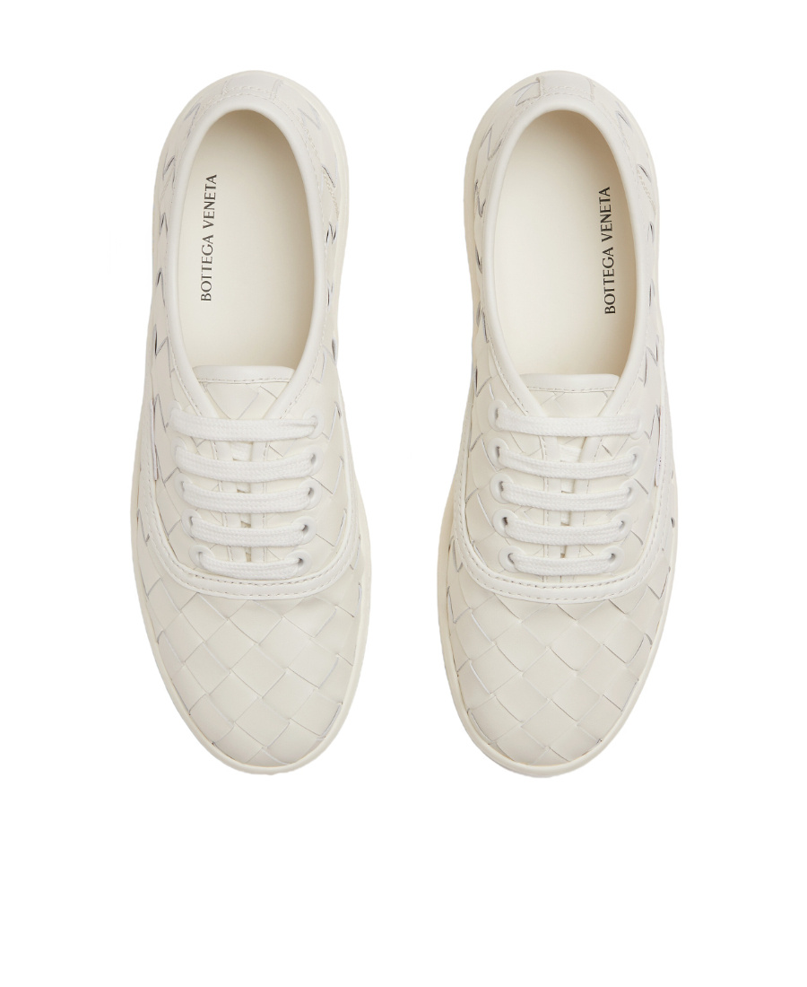 Bottega Veneta Sawyer Intrecciato Leather Low-top Sneakers In White