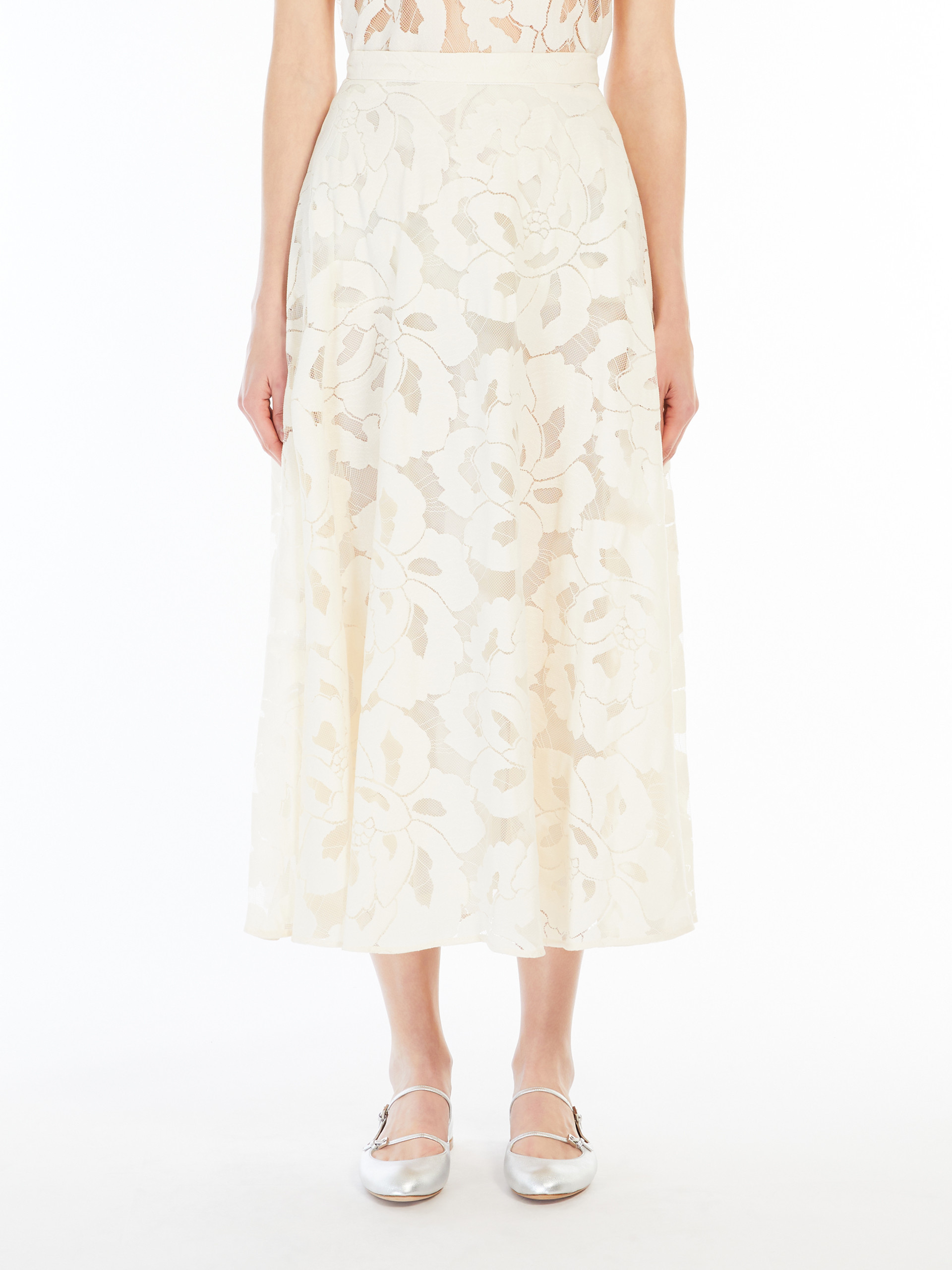 Max Mara Zitto Skirt In Floral Lace In White