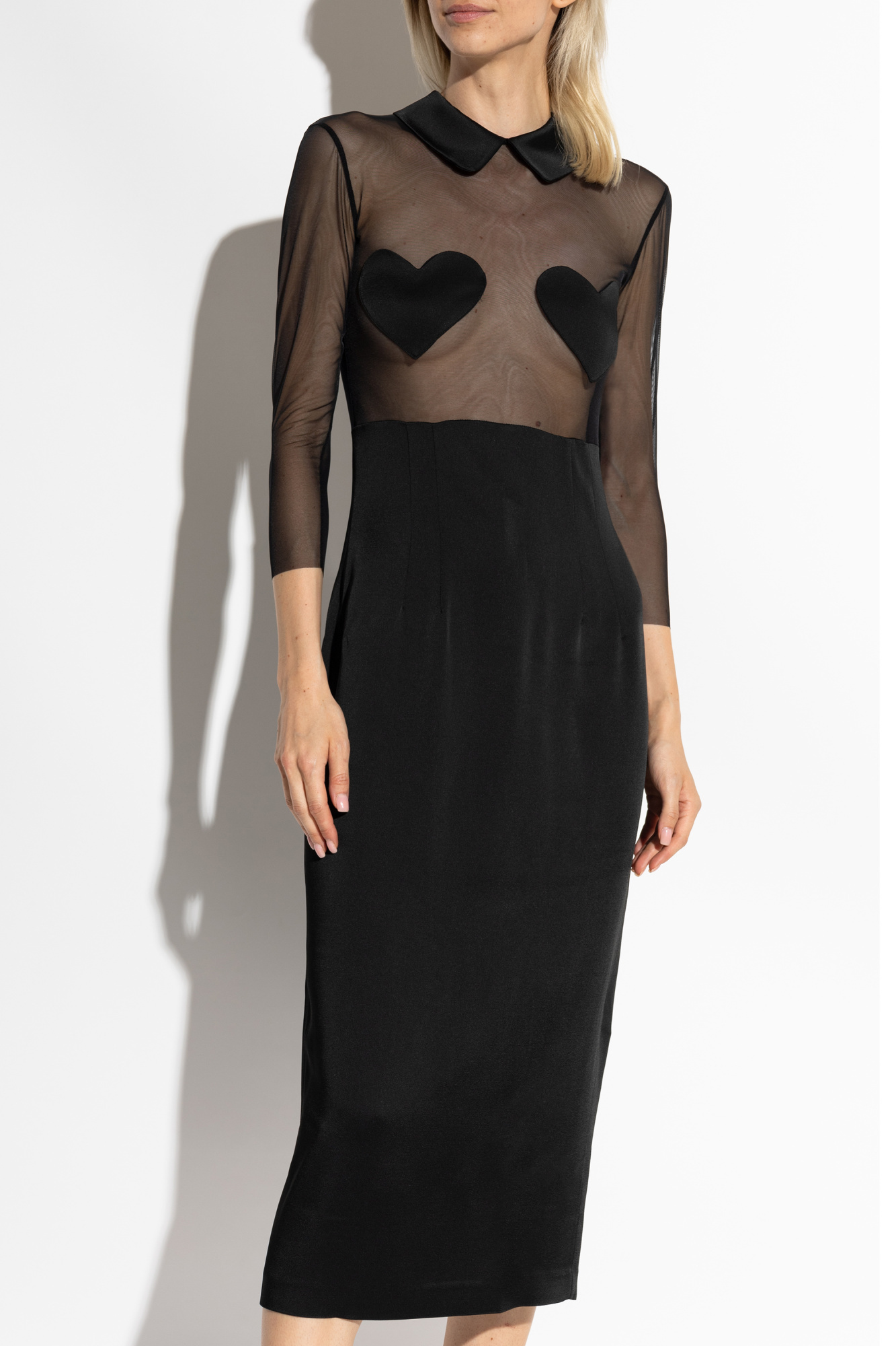 Blumarine Heart-patch Midi Dress In Black