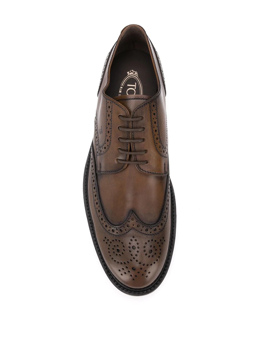 Tod's Lace-up Leather Wing Tips In Black