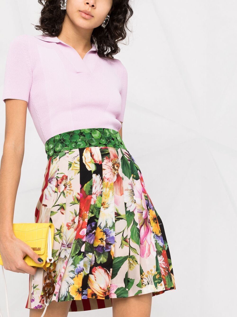 Dolce & Gabbana Floral-print Pleated Skirt In Multicolor