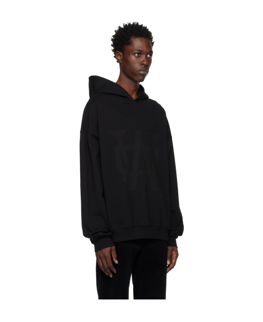 We11 Done Logo Hooded Sweater In Black