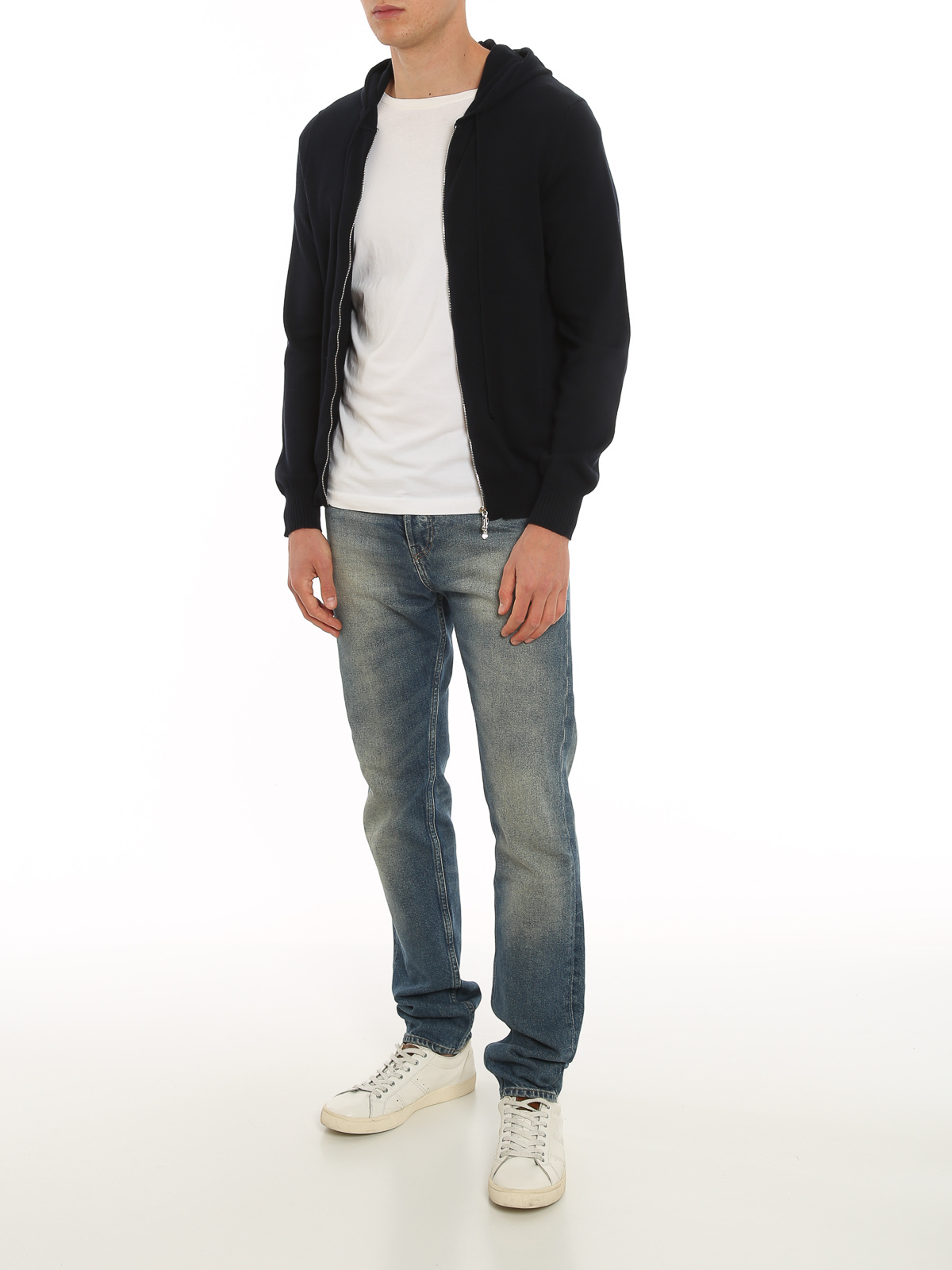Drumohr Knitted Zip-up Hoodie In Black
