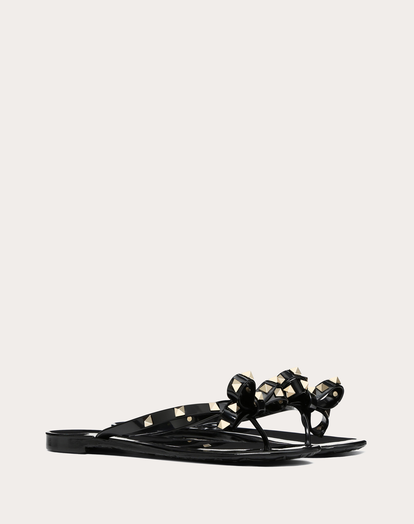 Valentino Heel Sandals With Bow Accent And Studded Embellishments In Black
