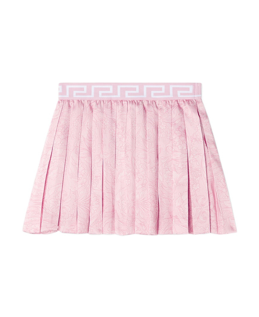 Shop Versace Barocco-print Pleated Skirt In Pink