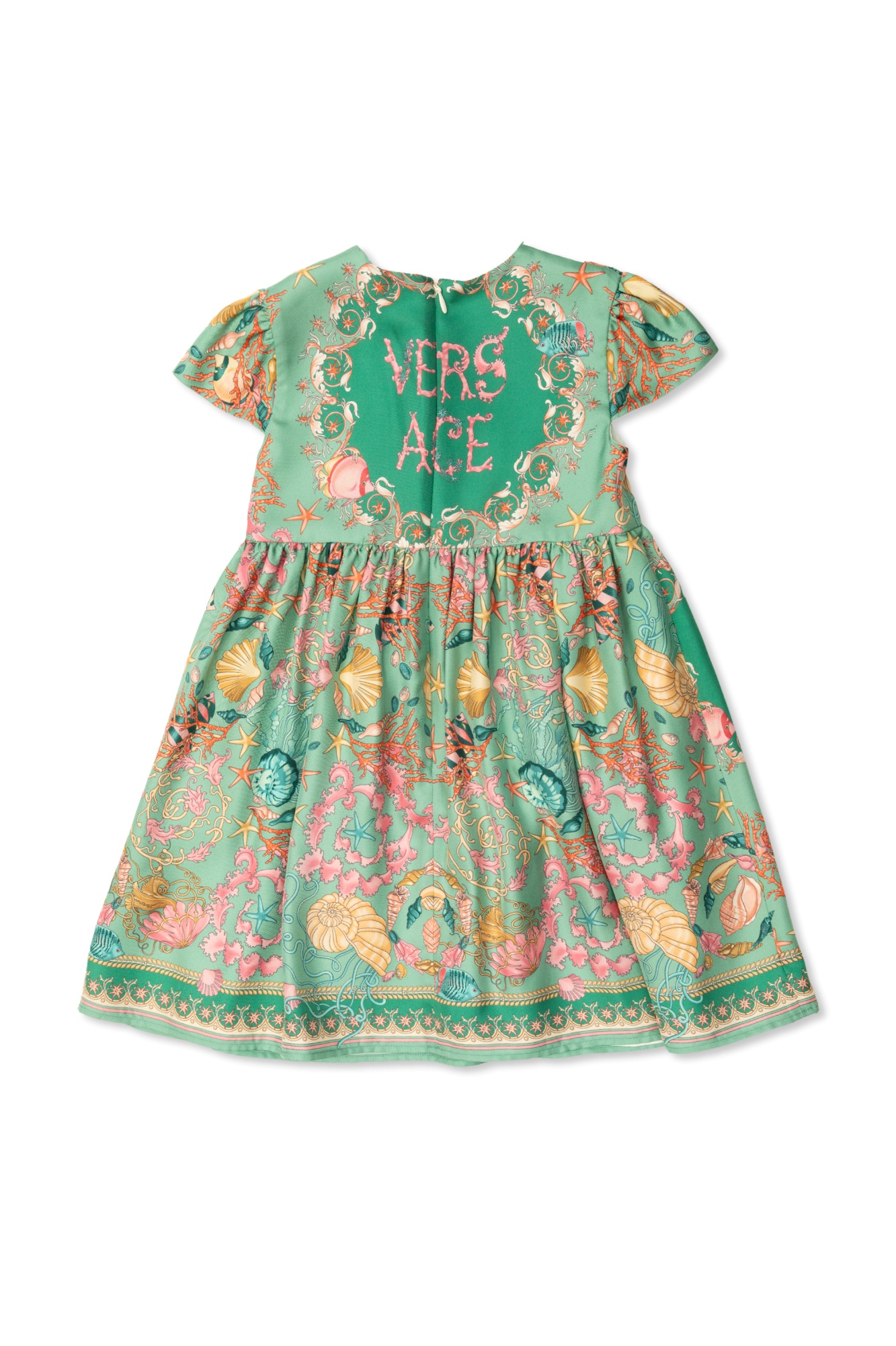 Versace Printed Tulle Dress In Green