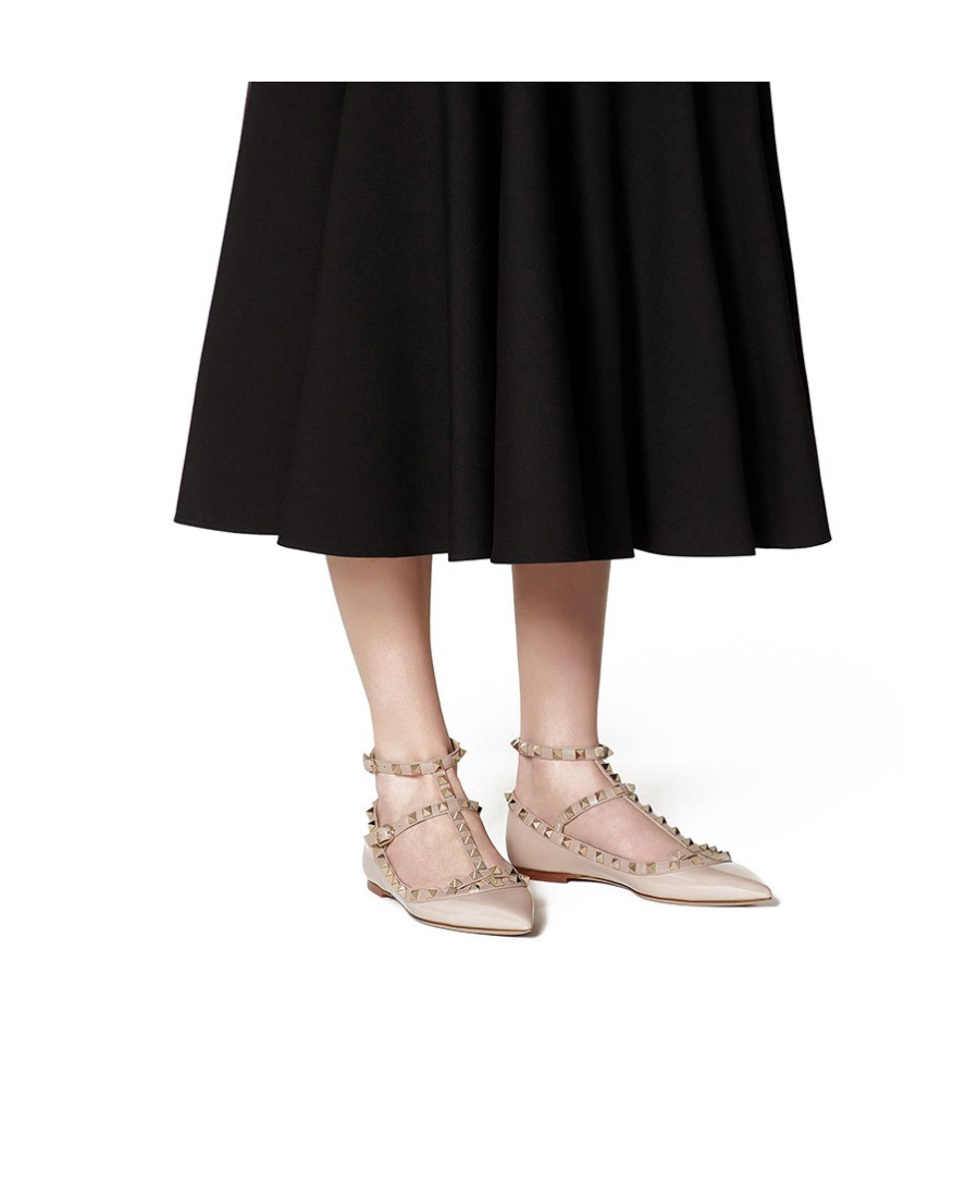 Valentino Rockstud Caged Patent Flat In Nude