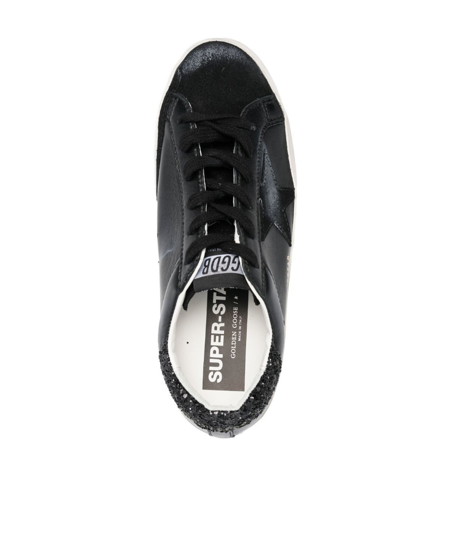 Golden Goose Textured Star Design Sneakers With Sparkling Accents In Black