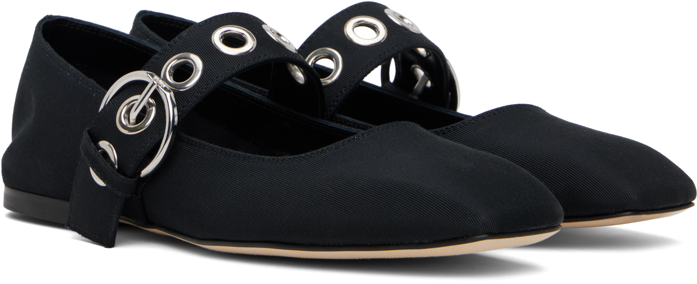 Aeyde Black Uma Eyelet Mary-jane Ballerina Flats In Black