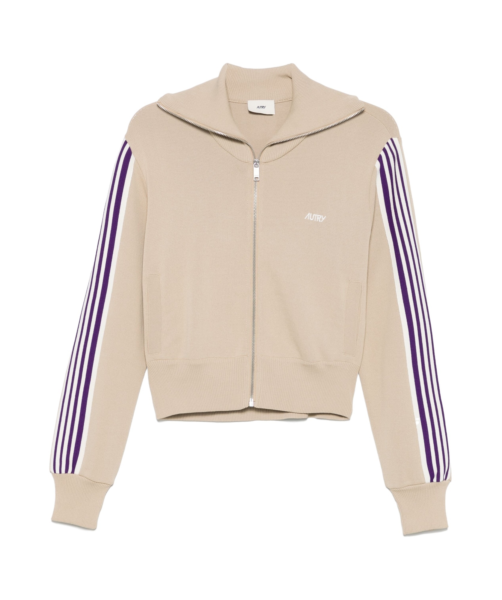 Autry Knitted Zip-up Sweatshirt In Nude