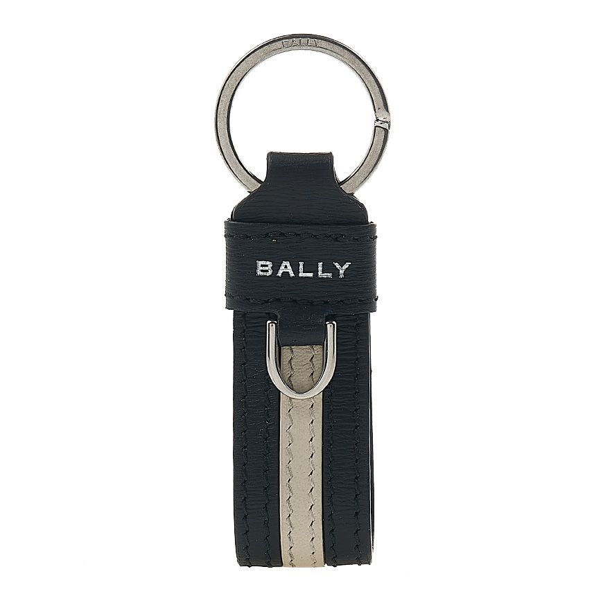 Bally Suture Detail Key Chain In Black