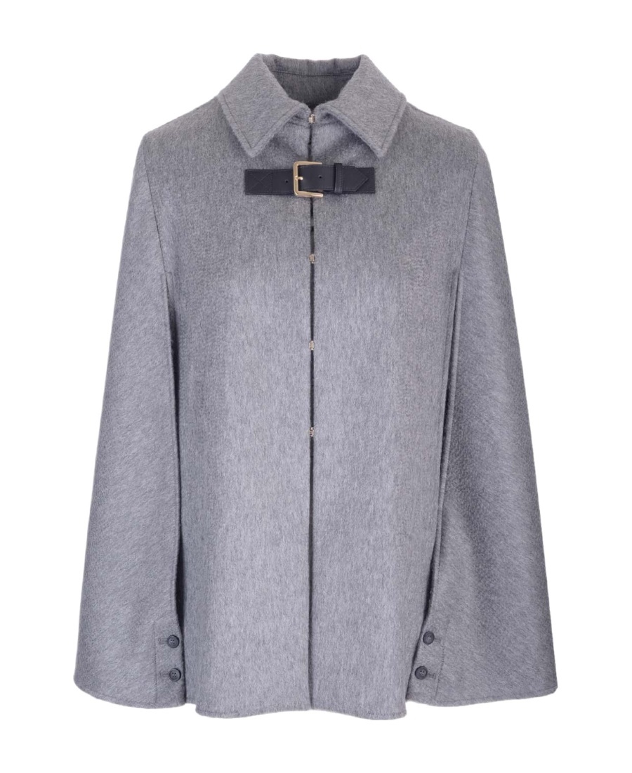 Max Mara Gray Oblique Cape In Virgin Wool And Cashmere In Gray