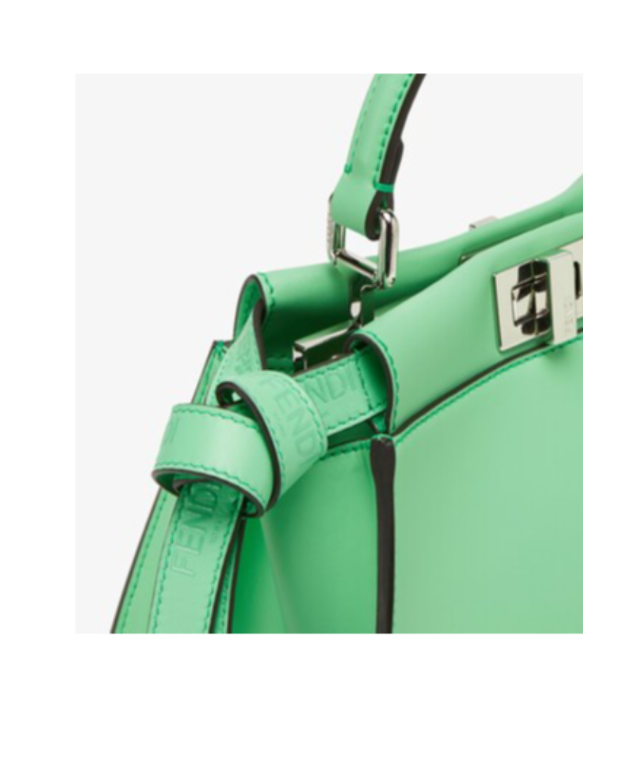 Fendi Mini Peekaboo Leather Bag In Green