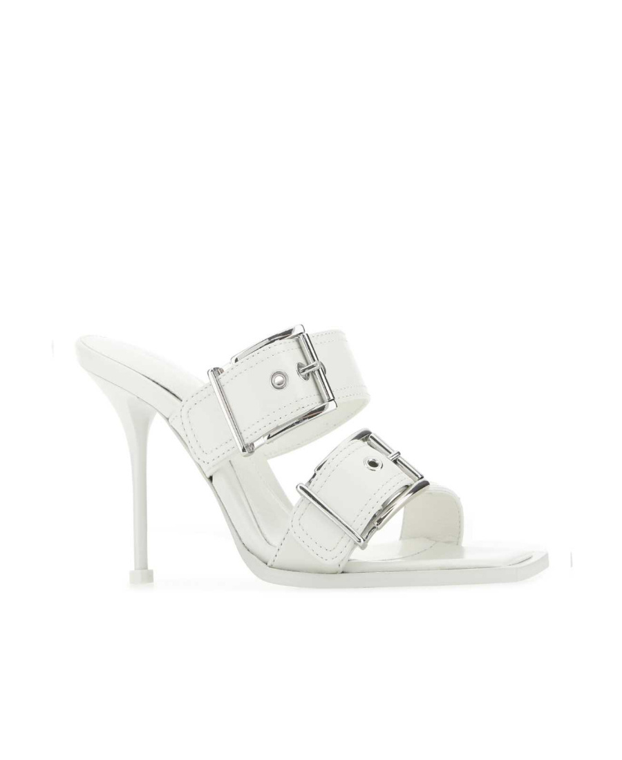 Alexander Mcqueen Women's Punk Leather Sandals In White
