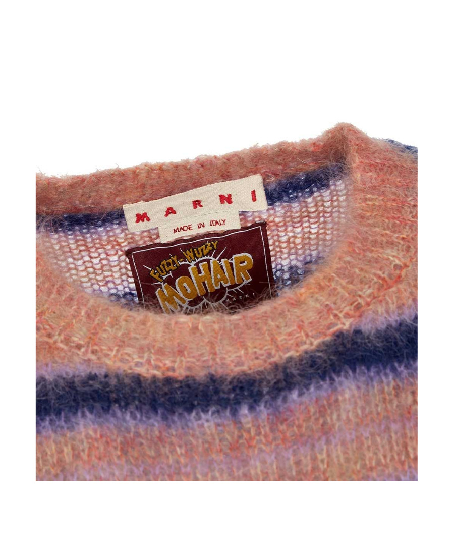 Marni Striped Mohair Blend Sweater In Pink
