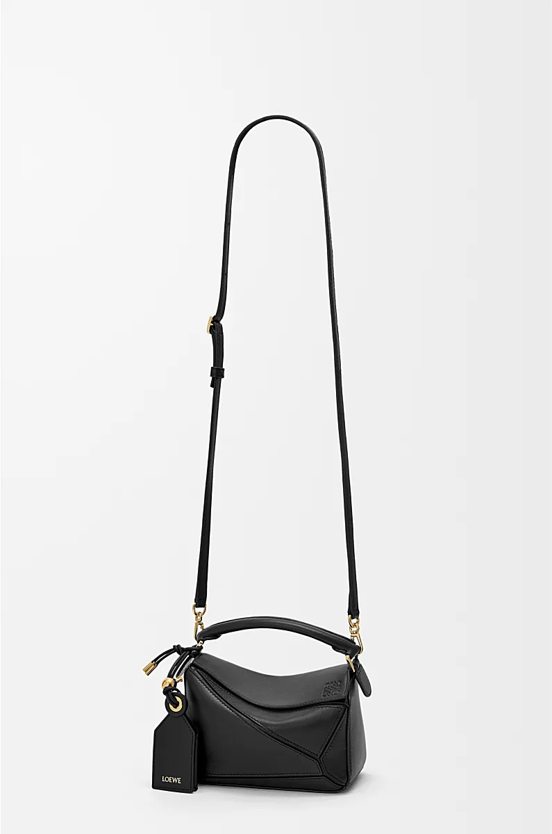 Loewe Mini Featherlight Puzzle Bag In Nappa Lambskin In Black