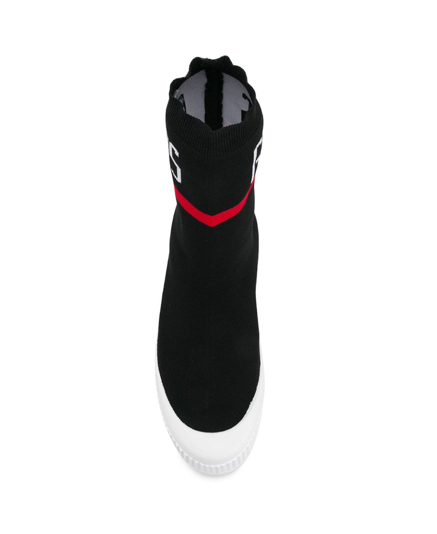 Gcds Logo Knitted High-top Casual Sneakers In Black
