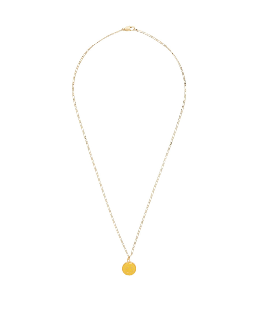 We11 Done Gold Smiley Necklace In White