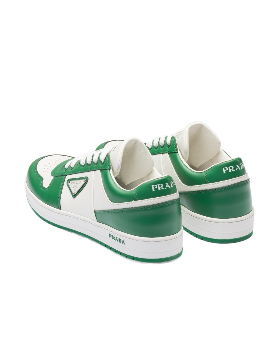 Prada Downtown Leather Sneakers In White