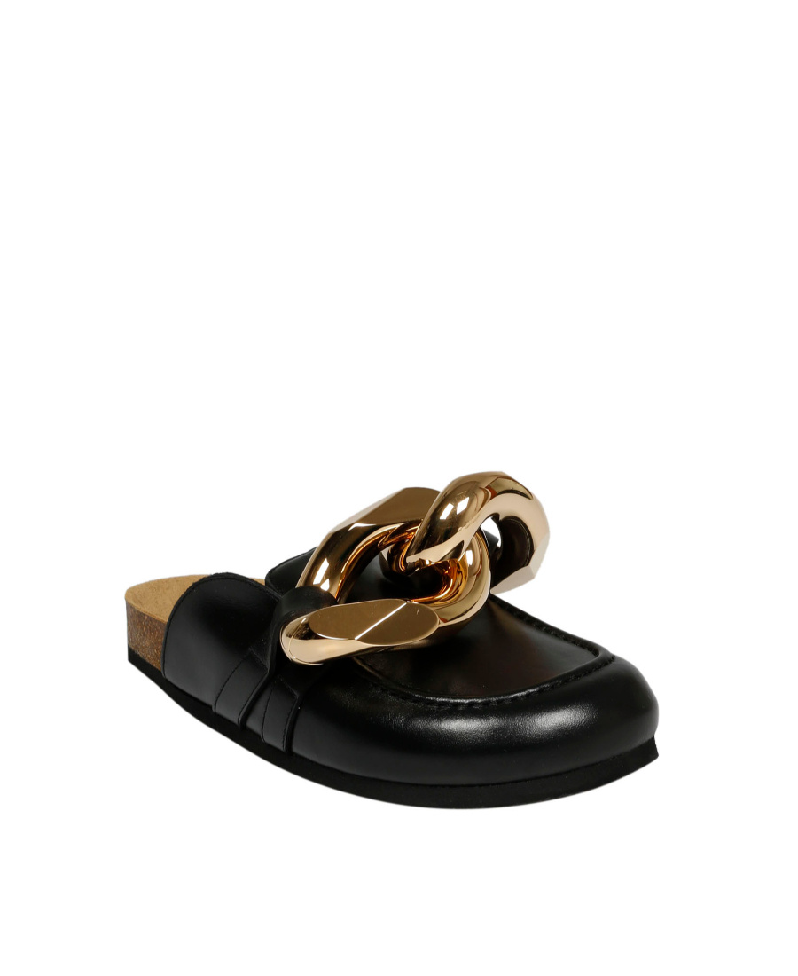 Jw Anderson Jw Flt Pmp Rtoe Mle Gld Chn Lthr In Black