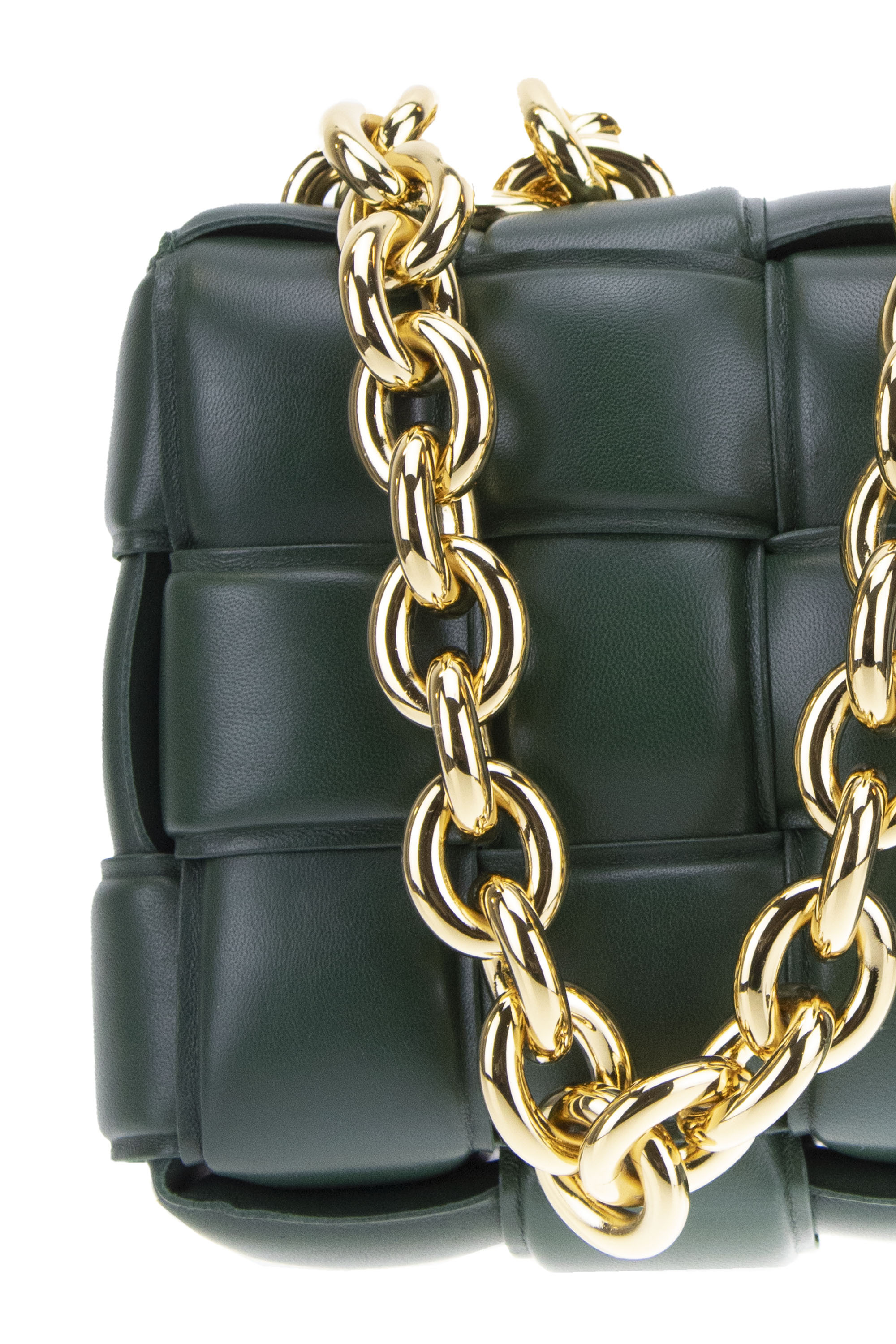 Bottega Veneta Interwoven-design Shoulder Bag In Green