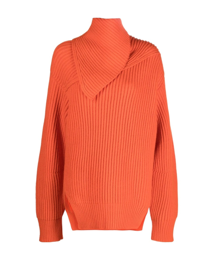 Jil Sander Long Sleeves Foulard Neck Cardigan Clothing In Orange