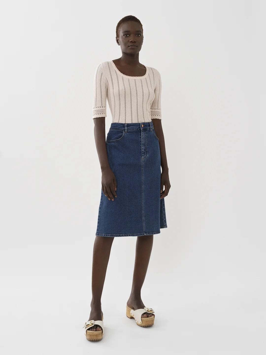 See By Chloé Spoon Collar Knitted Sweater In Nude