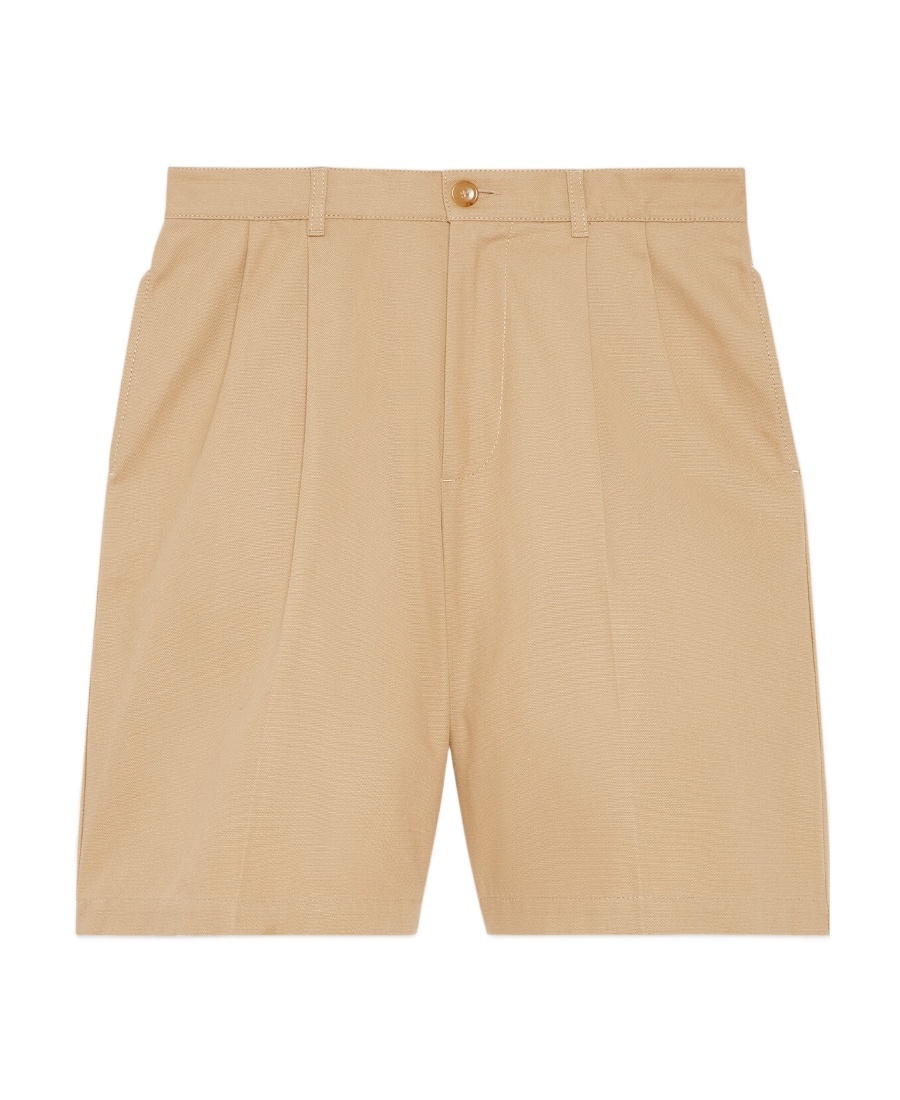Gucci Logo-embroidered Bermuda Shorts In Nude
