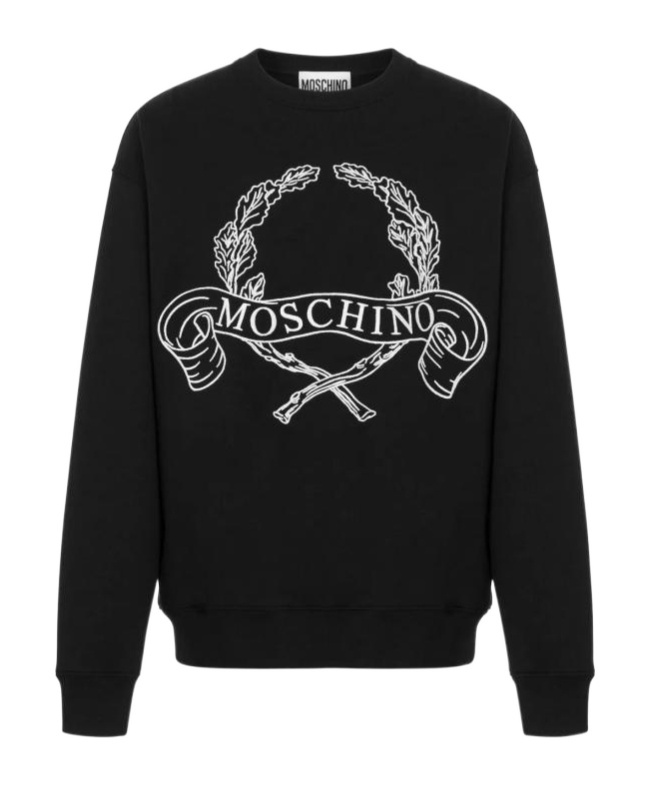 Moschino Sweatshirt With Laurel Crown Logo Embroidery In Black