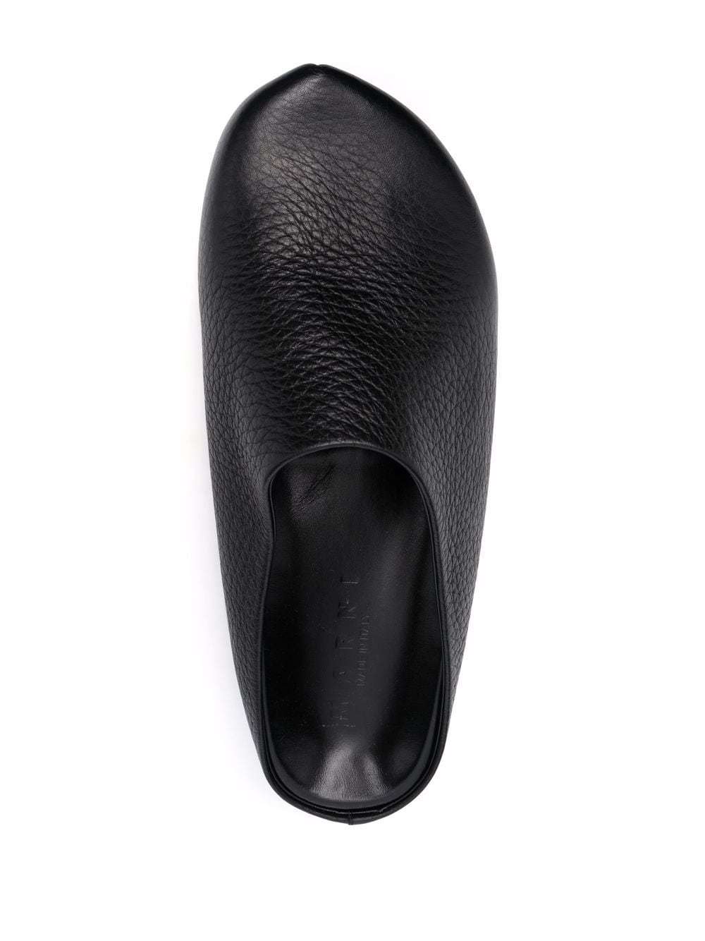 Marni Textured-leather Clog Slippers In Black