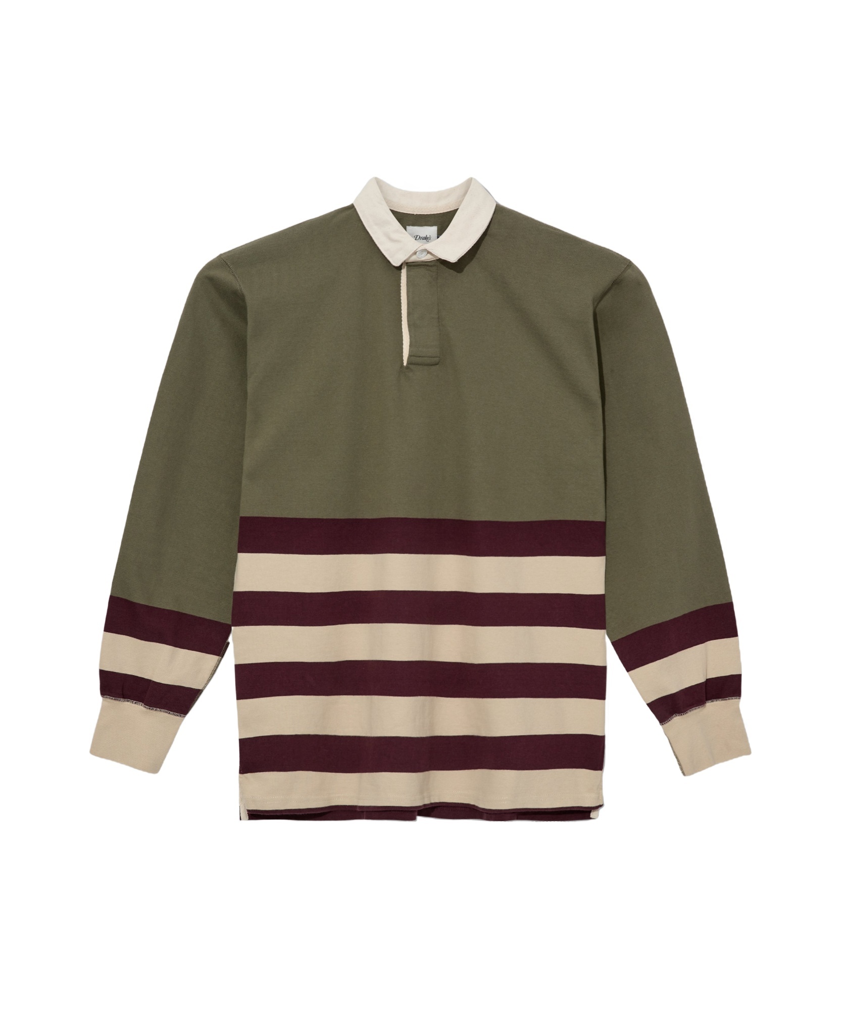 Drake's London Long-sleeved Polo Shirt In Green