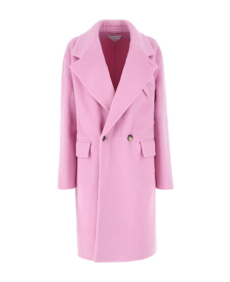 Bottega Veneta Double-breasted Wool Blend Coat In Pink