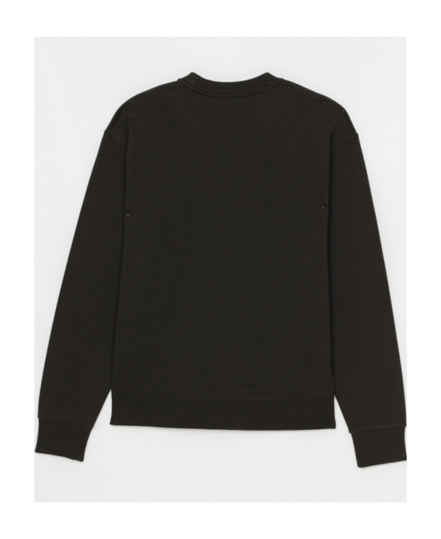 Kenzo Black Sweatshirt In Light Fllece With Broke Flower Embroidery To The Chest  Man In Brown