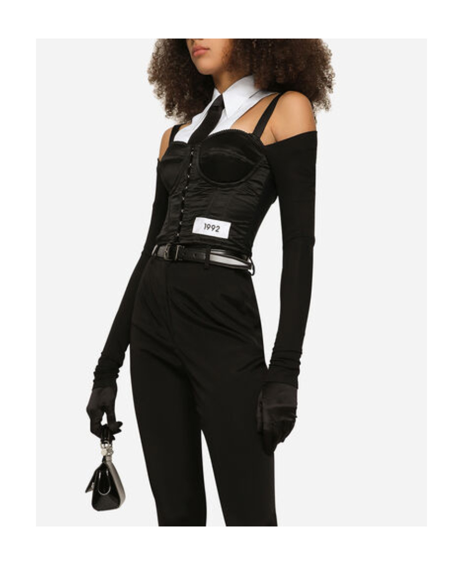 Shop Dolce & Gabbana Layered-shirt Corset Top In Black
