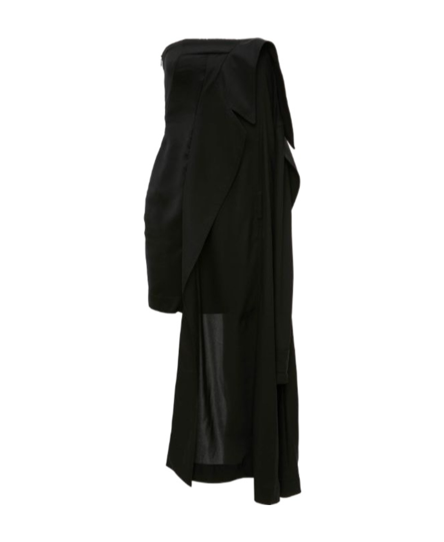 Jw Anderson Deconstructed-coat Strapless Minidress In Black