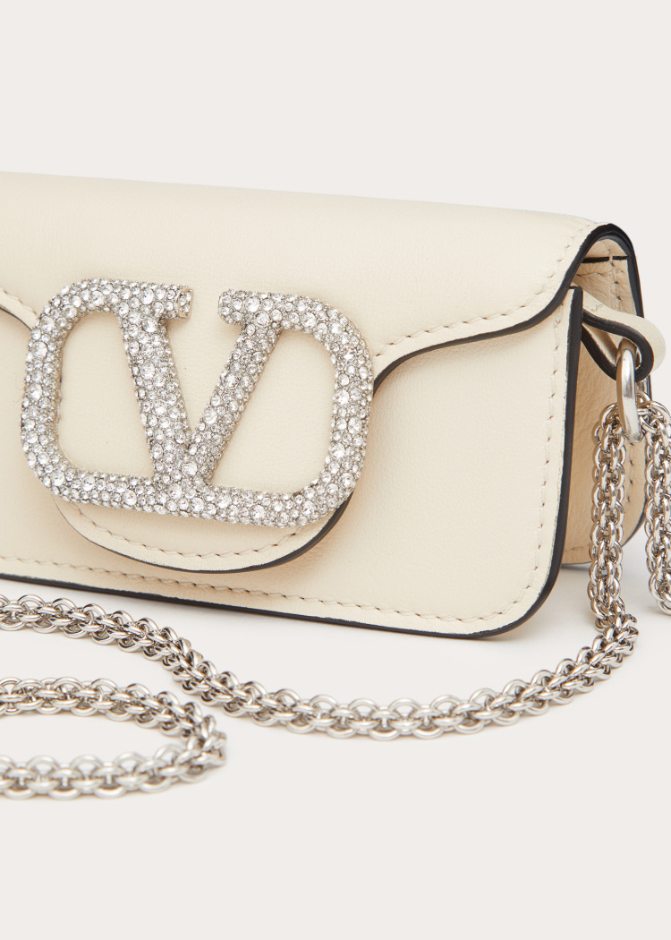 Valentino Super Mini Loc1 Shoulder Bag In Light Ivory White
