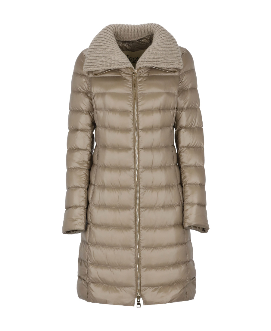 Herno Elisa Beige Down Jacket With Fur Details In Nylon Woman In Nude