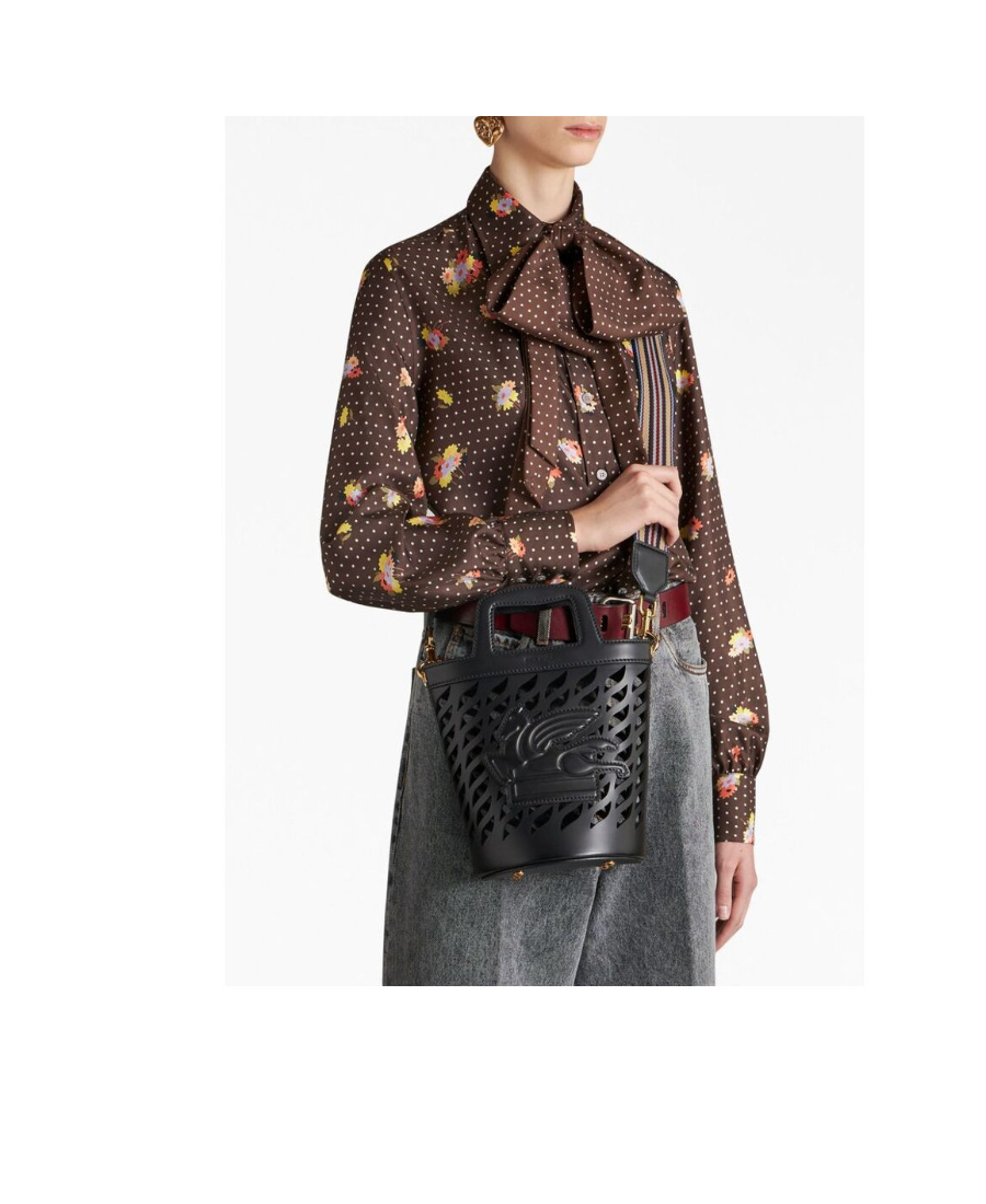 Etro Bag In Perforated Leather In Black