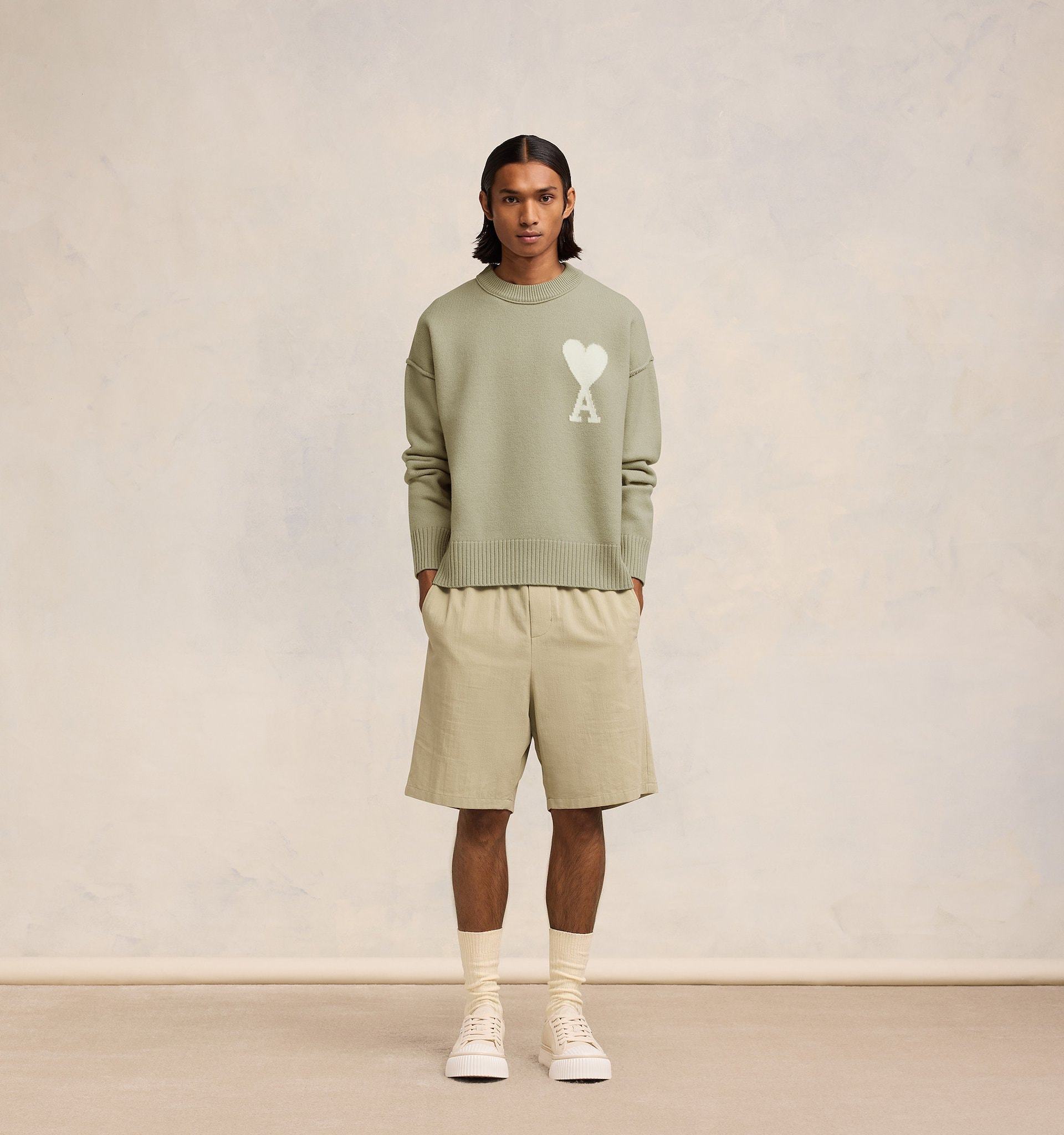Ami Alexandre Mattiussi Ami De Coeur Wool Jumper In Green