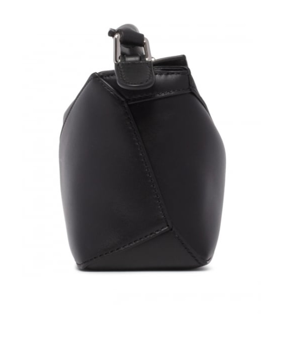 Loewe Mini Satin Cowhide Puzzle Edge Shoulder Bag In Black