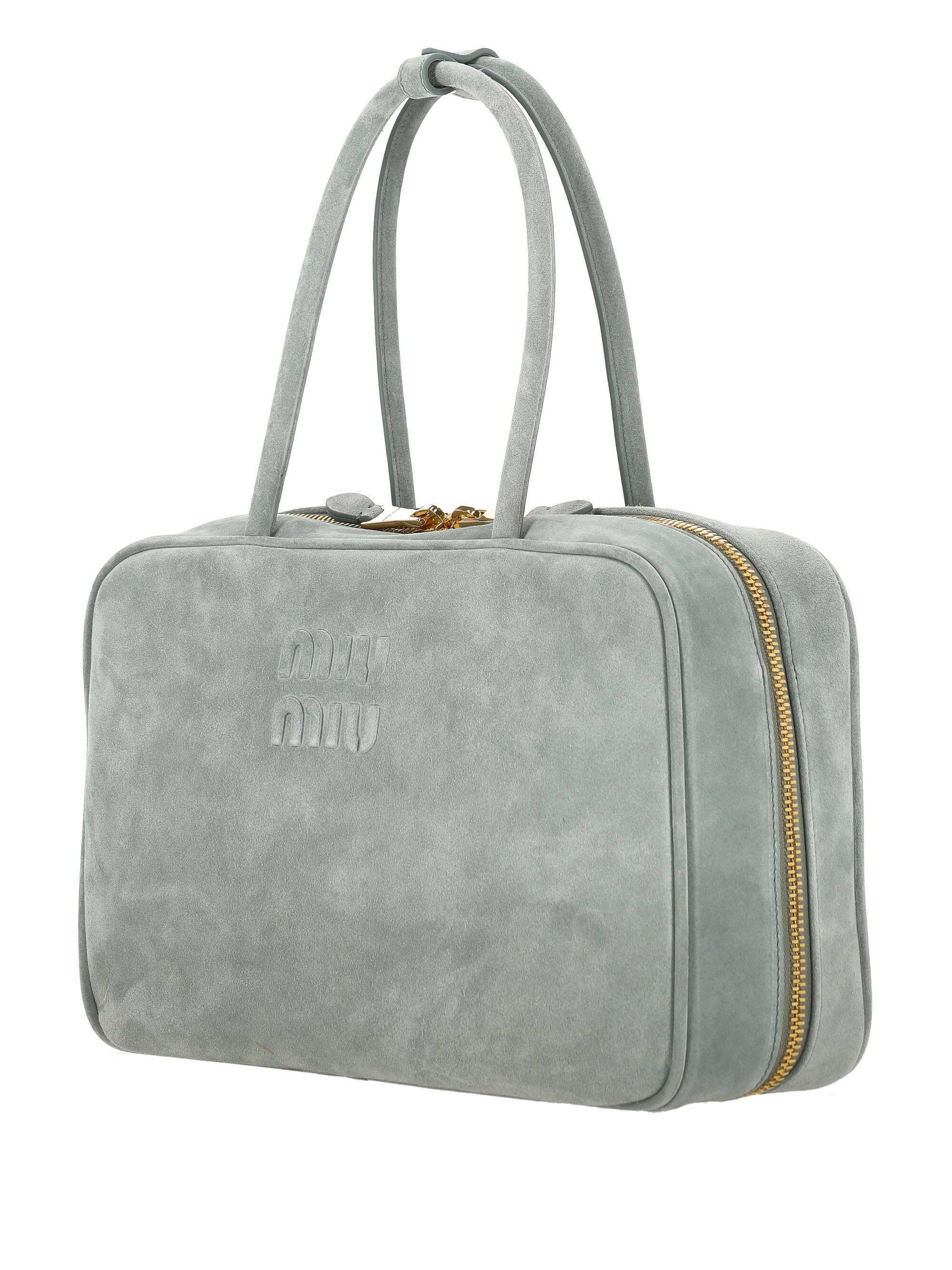 Miu Miu Logo Tote Bag In Gray