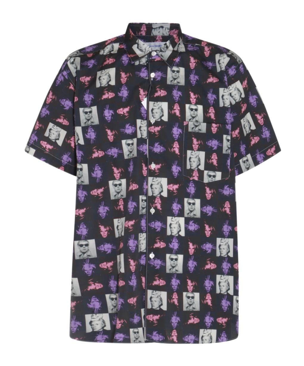 Comme Des Garçons Short-sleeved Shirt With Andy Warhol Print In Black