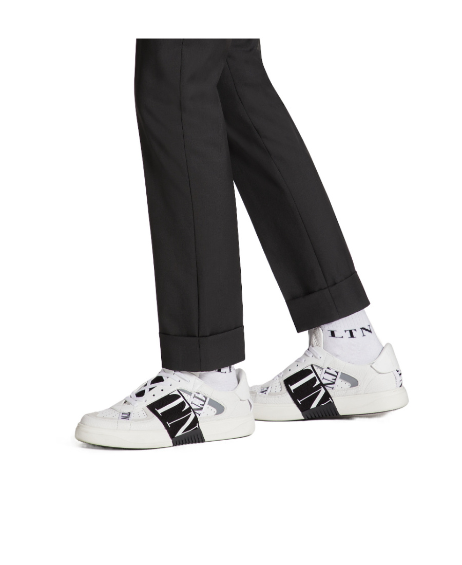 Valentino Vl7n Leather And Fabric Low-top Sneakers In White