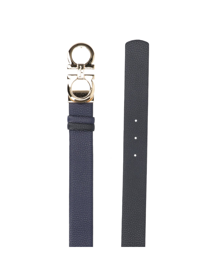 Ferragamo Leather Reversible Belt In Black